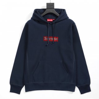 シュプリーム　supreme　25周年　スワロフスキーボックスロゴパーカー　ネイビー　最高ランク