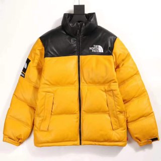 supreme nuptse north face leather イエロー　最高ランク